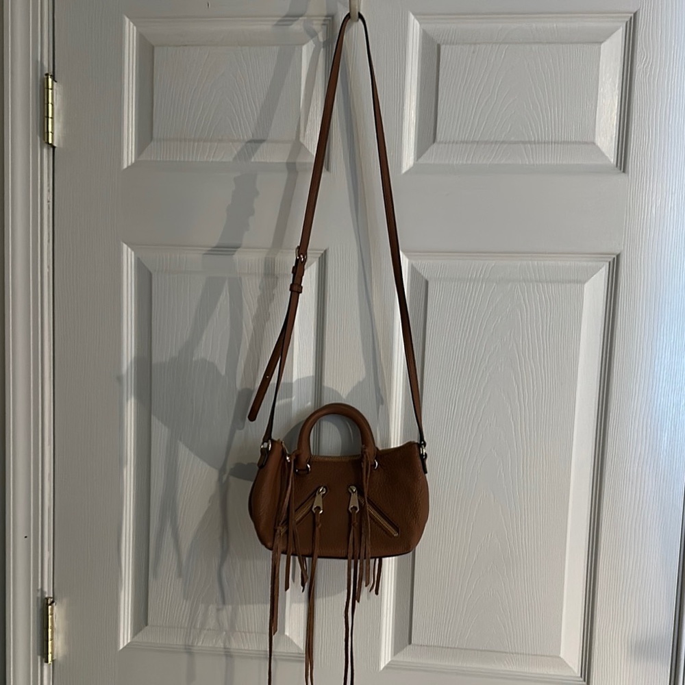 Rebecca Minkoff Micro Moto Brown Leather Crossbody Bag with Vintage Charm